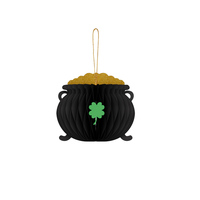 Décorations suspendues en papier nid d'abeille 3D vert, magnétiques et réutilisables, pour la Saint-Patrick 2026 et Pâques, avec trèfle, mouton et porte-monnaie, style irlandais