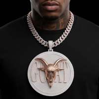 Collar con Colgante de Cabeza de Toro de Moissanita de Alta Calidad, Estilo Hip Hop, con Incrustaciones de Diamantes Redondos, para Hombre, Estilo Urbano y de Alto Rendimiento
