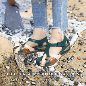 Sandalias de Plataforma para Mujer, Verano, Moda, Material PU, Estilo Europeo Americano Retro, Tallas Grandes - Product Image 2