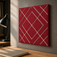 Autocollants muraux décoratifs en feutre PET texturé géométrique rouge pour le salon, la chambre à coucher, la salle de jeux, le bureau à domicile