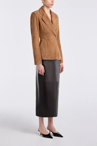 Abrigo de gamuza informal estilo ejecutivo con solapa entallada y un solo botón para mujer LEDUO - Product Image 4