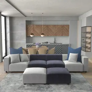 Das neueste modulare 7-teilige Wohnzimmer der Tianhang Furniture Factory setzt jede Kombination aus Samt-Schlafs ofa