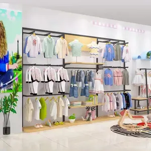 Espositore per abbigliamento per bambini negozio per madre e bambino appeso a parete espositore personalizzato scaffali combinati a doppio strato