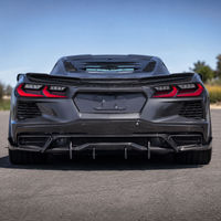 Diffuseur arrière en fibre de carbone Corvette C8 avec extensions d'angle 2020-2024, kit aérodynamique à fixer par boulons pour pare-chocs arrière, finition brillante 3K Twill