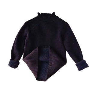 Maglione in Modal Ispessito per Bambine con Fodera in Pile e Bordo in Pizzo, Nuovo Pullover Chic 2024, Top in Maglia Trapuntata - Product Image 3
