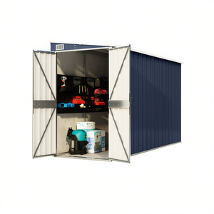 Caseta de jardín de acero para montar en pared, 46.5x113.4x70.1 pulgadas, almacenamiento de metal con recubrimiento en polvo para uso en exteriores - Product Image 1