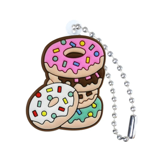 Cheap Price Cute 3d Doughnut Keychains Custom 3d Soft Rubber Keychain Pvc Doughnut Food Rubber Keychains