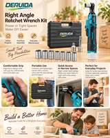 DERUIDA Clé à cliquet 12V avec batterie lithium-ion, douille à angle droit 90 degrés, outils portables pour mécaniciens automobiles