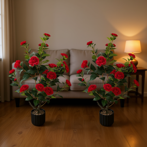 DB, 2 uds., árbol de Camelia Artificial de 38 pulgadas, planta de flor de imitación, cemento, plástico, seda, graduación decorativa, Navidad, personalizable - Product Image 2