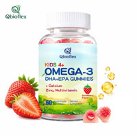 Qbioflex OEM/ODM Gummies liquides à l'oméga 3 DHA pour enfants avec calcium, zinc, multivitamines, soutien cérébral et visuel, complément alimentaire pour enfants