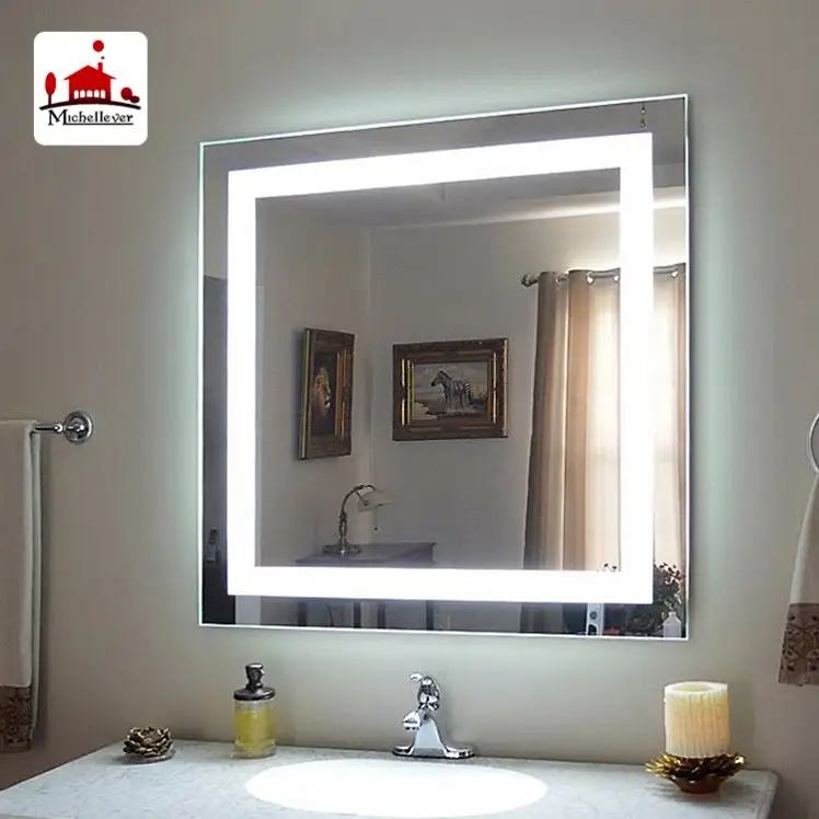 best selling 36inch 42 inch wall hanging villa hotel shower room illuminated square led light mirror for bathroom