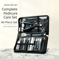 Coupe-ongles en métal, outils de coupe, pinces à bec d'aigle, soin des pieds exfoliant, ensemble complet de 40 outils de beauté et de toilettage