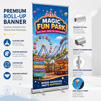 Support de bannière déroulante verticale en aluminium léger sur mesure OEM, base large, signalétique publicitaire rétractable pour événements et salons professionnels