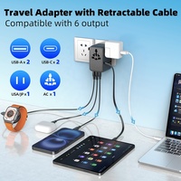 Adaptateur universel Worldplug, chargeur rapide Type C, câble rétractable intégré, 70W GaN, prise universelle, adaptateur de voyage