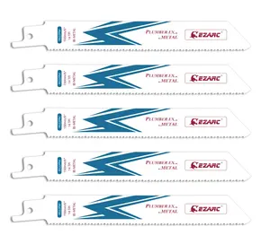 Lâmina de serra alternadora ezarc, bi-metal, lâminas de serra de cobalto para corte de metal de 6 polegadas 14tpi r622pm (pacote de 5)