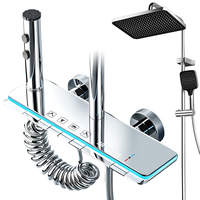 Ensemble de douche 4 fonctions en aluminium avec mitigeur chaud/froid, pommeau de douche pluie, douchette à main, pulvérisateur de bidet et bec de baignoire, fixation murale, vente en gros usine