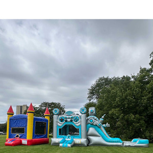 Tobogán Inflable Doble <span class=keywords><strong>para</strong></span> <span class=keywords><strong>Piscina</strong></span>, Lago y Mar, <span class=keywords><strong>Casa</strong></span> de Brinco <span class=keywords><strong>con</strong></span> Temática de Robot y Tobogán - Product Image 4