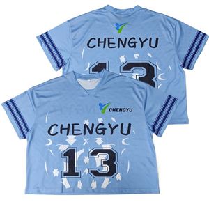 Maillot de football américain personnalisé par sublimation, coupe ample et courte, design oversize tendance, pour équipes et jeunes, avec impression - Product Image 1