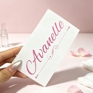 Carte en papier blanc personnalisée, impression personnalisée, laminage imperméable pour carte de remerciement de marque cosmétique - Product Image 1