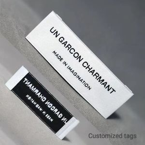Bán buôn tùy chỉnh mật độ cao dệt cổ áo chăm sóc nhãn laser cắt cạnh cho thương hiệu quần áo thiết kế - Product Image 2
