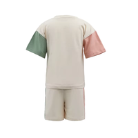 Conjunto de Ropa de Verano para Niñas, Camiseta de Manga Corta con Parches en Rosa y Verde, Pantalones Cortos Holgados con Cintura Elástica, Ropa Informal para el Hogar y Actividades al Aire Libre