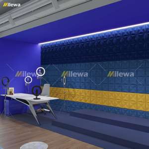 3D อะคูสติกไฟเบอร์โพลีเอสเตอร์แบบคลื่นยืดหยุ่นที่ทันสมัยดูดซับเสียงในอวกาศสำหรับสัตว์เลี้ยง NRC 0.9เกรดทนไฟผ้าสักหลาด B1อะคูสติก - Product Image 4