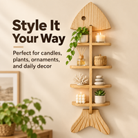 Étagère murale en bois minimaliste personnalisée à 4 niveaux, sans perçage, adhésive, pour le rangement et la présentation dans la chambre et le salon