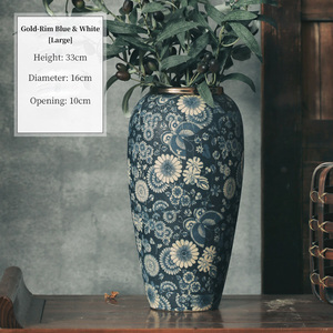 Vaso di porcellana in ceramica a bocca dorata <span class=keywords><strong>bianco</strong></span> <span class=keywords><strong>bianco</strong></span> blu stile cinese Vintage controsoffitto porta fiori Jingdezhen - Product Image 6