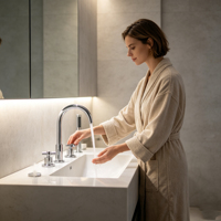 Nouvelle conception de robinet de douche monocommande en laiton électroplaqué à montage sur plan pour salle de bain, eau chaude et froide