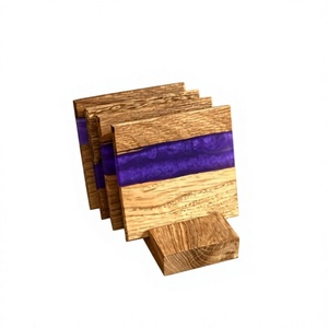 Artisan Acacia Wood & Resin Drink Coaster Set Elegant Handmade Coasters for Coffee Mugs, Wine Glasses & Cocktails - Product Image 1