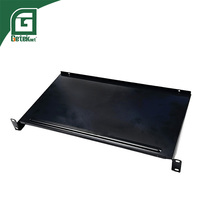 Geteknet Étagère de montage en rack pour serveur en acier fixe de 19 pouces RAL9005 NOIR/GREY Capacité 1U/2U/3U Compatible avec les armoires de 800 mm