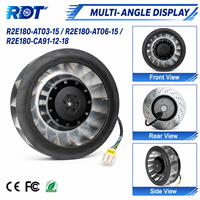 Nuevo Ventilador Centrífugo R2E180-CA91-12 de 230V y 180mm con Aspas Curvadas hacia Atrás para Reemplazo en Ventilación de Gabinetes Industriales HVAC