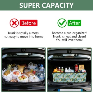 Nuevo Organizador de Coche Plegable de Gran Capacidad con Estampado de Flores Hau, Ideal para Compras - Product Image 4