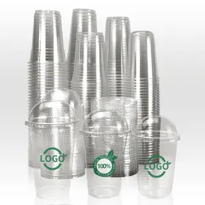 Copo plástico biodegradável da impressão do logotipo 16oz 20oz, copos descartáveis da bebida fria