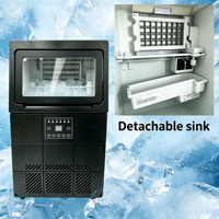 Machine à glaçons en cubes commerciale 45 kg/24 h 110/220 V portable avec compresseur et pompe à eau pour restaurant bar