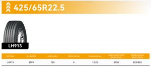 Neumáticos Radiales para Camión LCH T-REX 385/55R22.5 425/65R22.5, Nuevos, Sin Cámara, de Repuesto, Venta al Por Mayor - Product Image 6