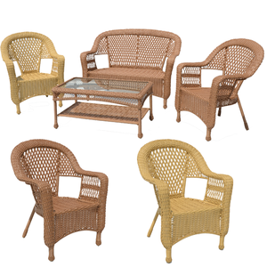 Juego de Muebles de Jardín <span class=keywords><strong>Jeco</strong></span> de 4 Piezas, Mimbre Sintético para Exteriores, Sofá de Ratán para Patio y Jardín - Product Image 1