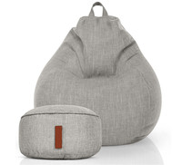 Grand fauteuil pouf gris, grand canapé pouf, pouf d'intérieur en forme de poire, énorme canapé pouf, fournisseur de poufs