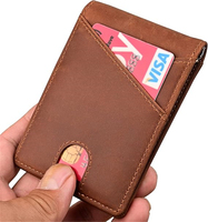 Dompet Pria Tipis Saku Depan Anti RFID Tempat Kartu Minimalis Mini Bifold Penjepit Uang Dompet Kulit