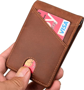 Portefeuilles pour hommes, portefeuilles fins pour poche avant, porte-cartes avec blocage RFID, mini portefeuille minimaliste à rabat, pince à billets, portefeuille en cuir - Product Image 4