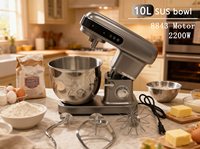 Robot culinaire électrique OEM 10L 304 avec écran LED, 9 vitesses, commande tactile, bol mélangeur pour pâte et gâteaux, idéal pour la pâtisserie et la cuisine