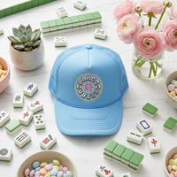 Casquette Trucker en Mousse Personnalisée avec Logo Tissé Motif Tuiles de Mahjong Chinois, Dos en Maille et Fermeture Snapback pour Hommes et Femmes