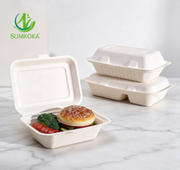 Contenants alimentaires en bagasse écologiques, résistants à la graisse et compatibles micro-ondes, boîtes à clapet en bagasse, boîtes à emporter jetables