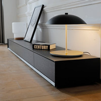 Ensemble meuble TV et table basse autoportant en bois massif, style luxe noir, avec rangement, pour petits salons, modèle 5088