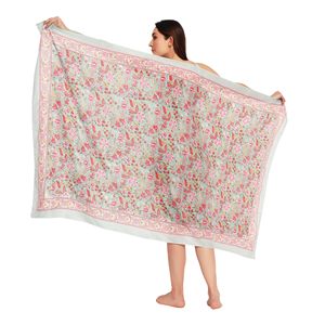 ผ้าซารองพิมพ์ลายมือแบบโมกุฎกันจ์ สำหรับผู้หญิง ผ้าคลุมบิกินี่น้ำหนักเบา เหมาะสำหรับใส่ไปเที่ยวทะเลและรีสอร์ทในช่วงฤดูร้อน - Product Image 1