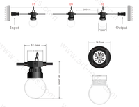 Guirlande lumineuse LED étanche IP65 12V/24V 50mm UCS2904 RGBW pour décorations de festivals et de fêtes