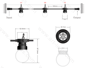 Guirnalda de Luces <span class=keywords><strong>LED</strong></span> RGBW de 12v/24v, Impermeables IP65, Bombillas <span class=keywords><strong>LED</strong></span> de 50mm, UCS2904, Iluminación Decorativa para Fiestas y Festivales - Product Image 6
