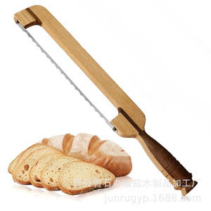 Wooden <b>Bread</b> Saw With Handle Bow Shaped <b>Bread</b> Slicer Toast Cutter Solid Wood <b>Knife</b> For Baking And Kitchen Use - Product Image 1