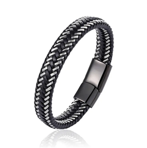 <span class=keywords><strong>Bracelet</strong></span> en cuir véritable punk avec fermoir magnétique en acier inoxydable, <span class=keywords><strong>bracelet</strong></span> en cuir <span class=keywords><strong>fin</strong></span> noir pour <span class=keywords><strong>homme</strong></span>, bijoux - Product Image 3