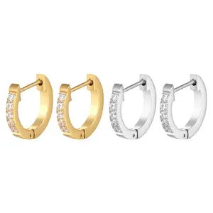 CZ Diamond Earrings 18K Gold Plated Cubic Zirconia Stainless Steel 18K Gold Jewelry Earing